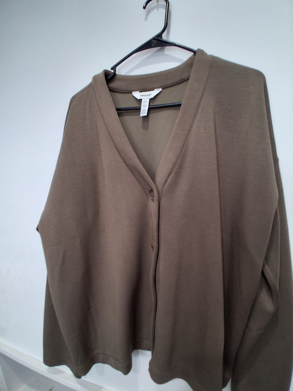 SPANX Olive-Taupe V-Neck Button Cardigan